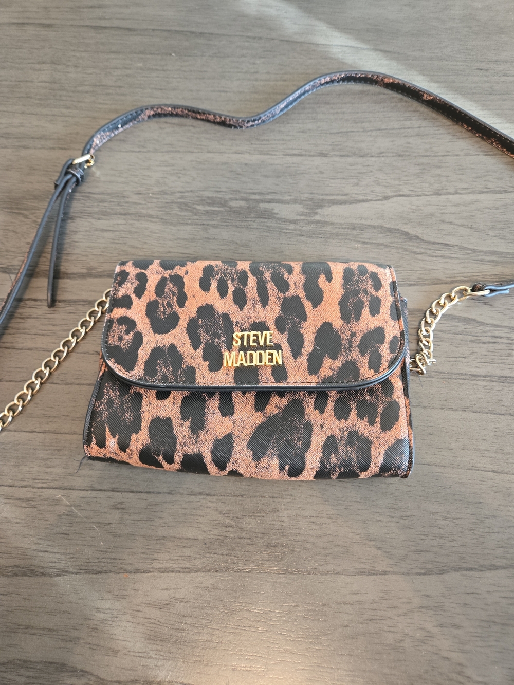 Steve Madden Leopard Print Crossbody Bag - Brown/Black